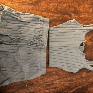 SHEIN Blue Ribbed Sleeveless Crop Tank Top